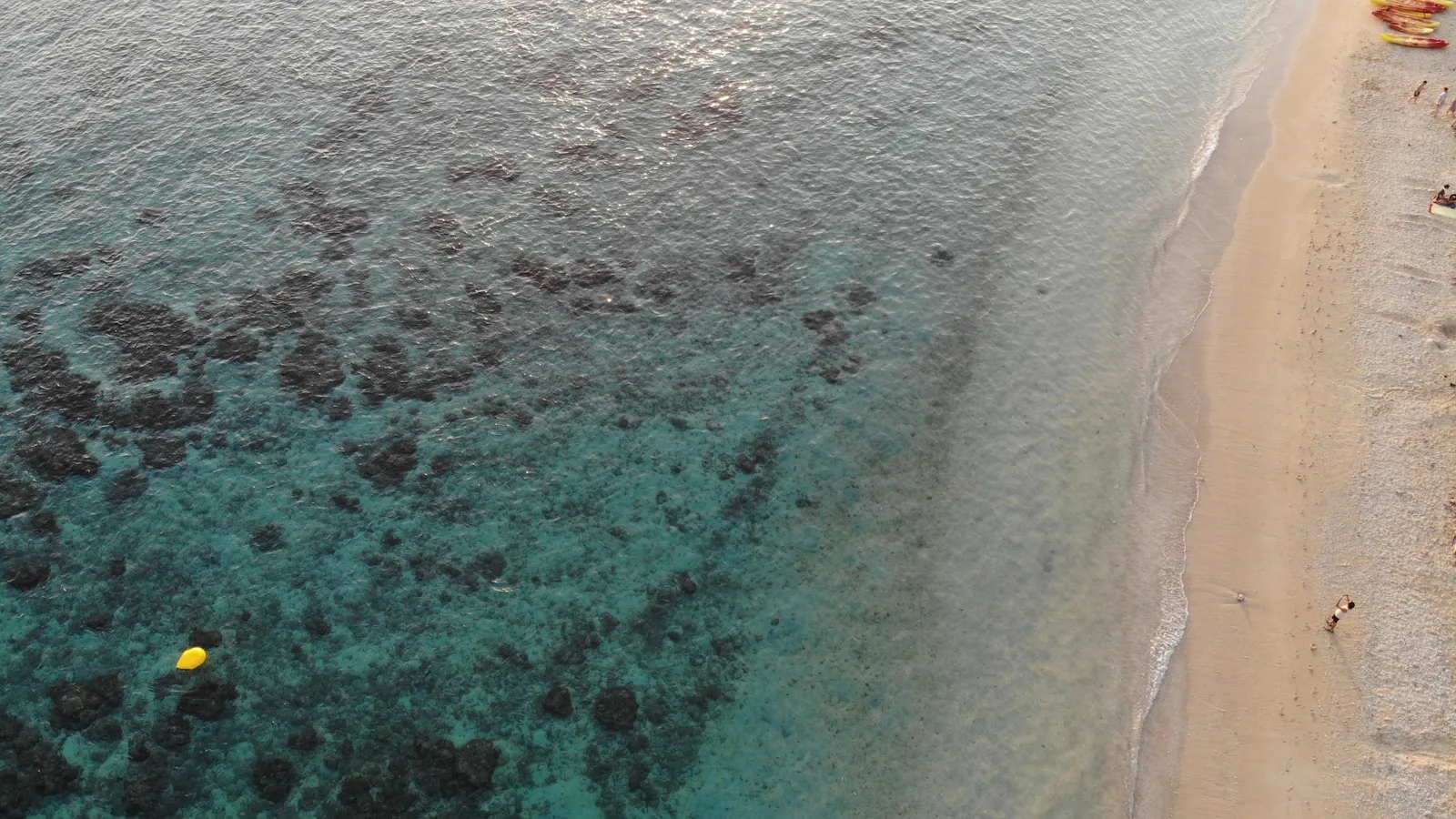 Front de mer de Saint-Leu avec son lagon turquoise et ses cocotiers, côte ouest de La Réunion